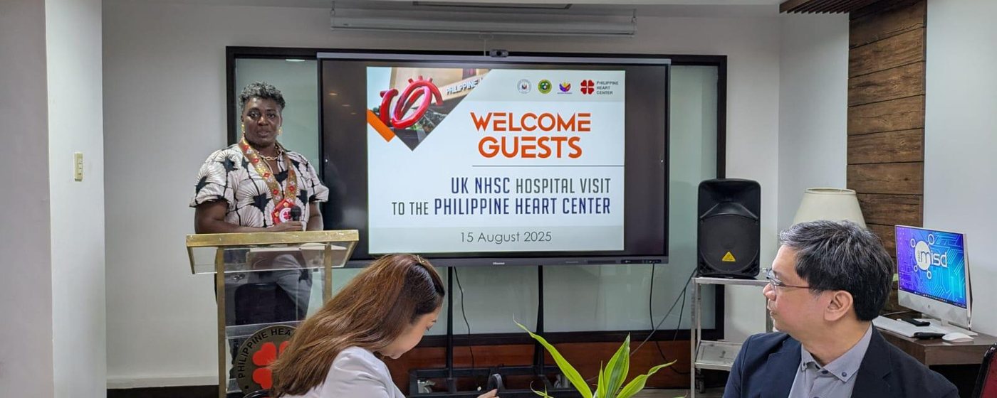 Dr Agatha Nortley-Meshe presenting on the UK NHSC hospital visit to the Philippine Heart Center